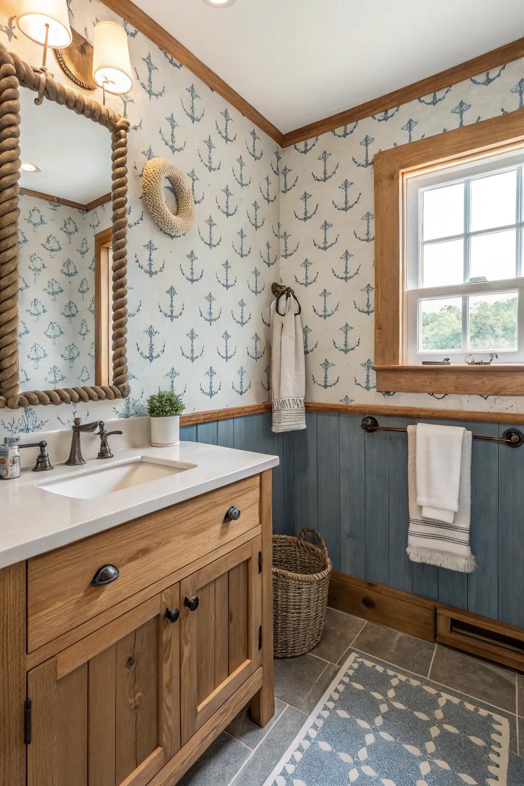 Coastal elements in gray bring the tranquility of the sea to your bathroom.