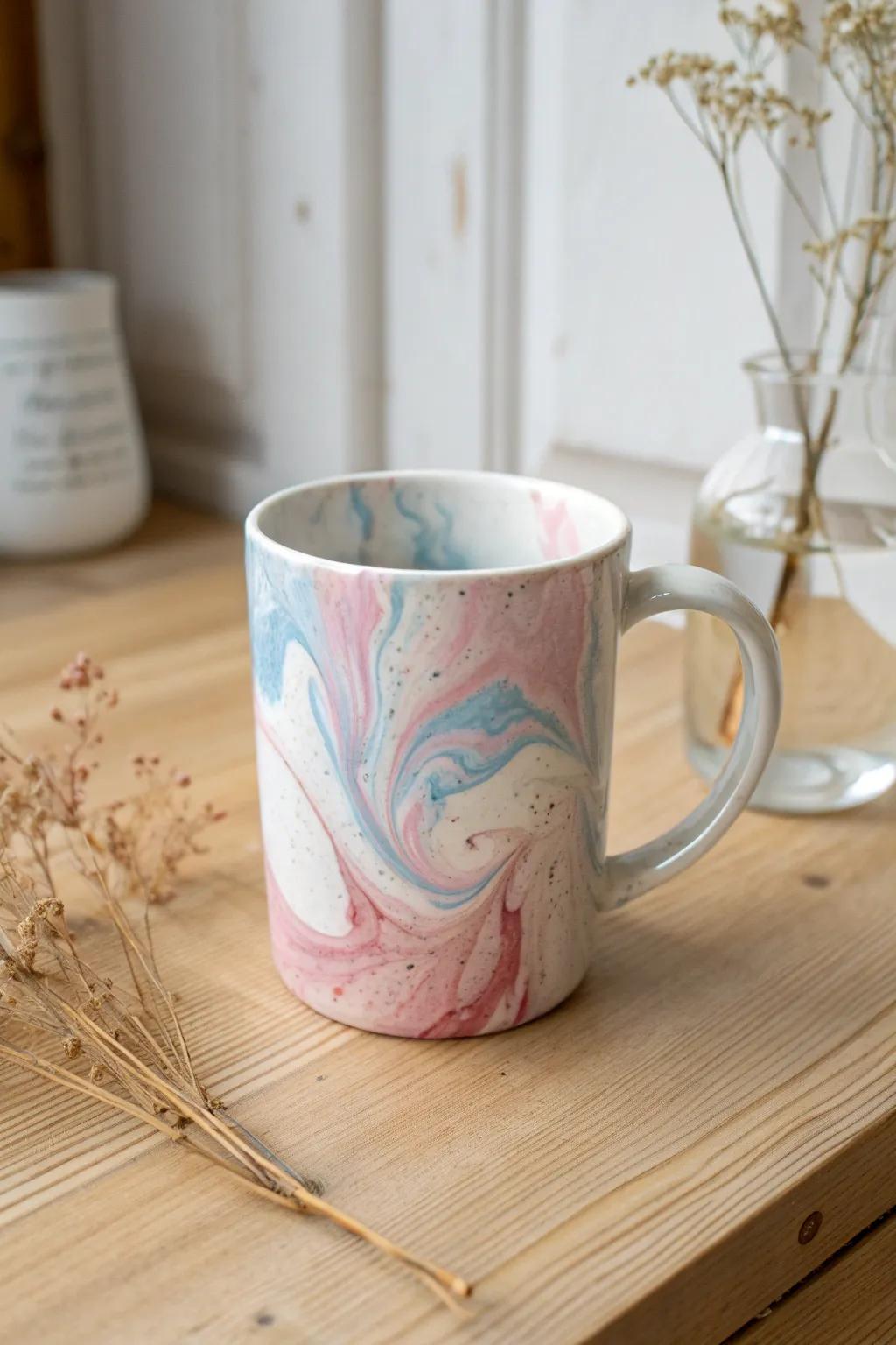 Elevate your coffee moments with personalized marbled mugs, where Scandinavian minimalism meets Bohemian charm.