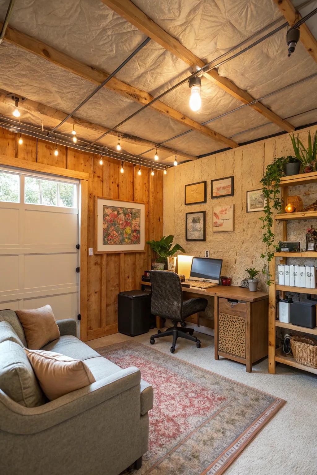 Proper insulation keeps your garage office comfortable all year.