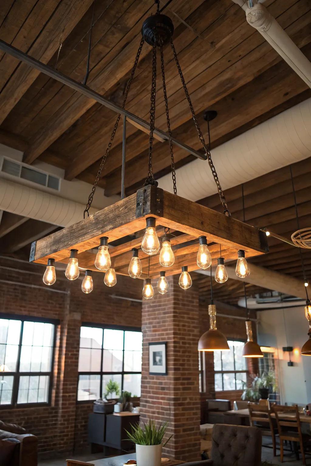 Edison bulbs can be crafted into striking chandeliers.