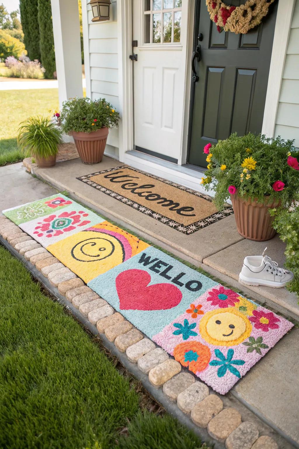 A personalized welcome mat that greets guests with warmth and charm.