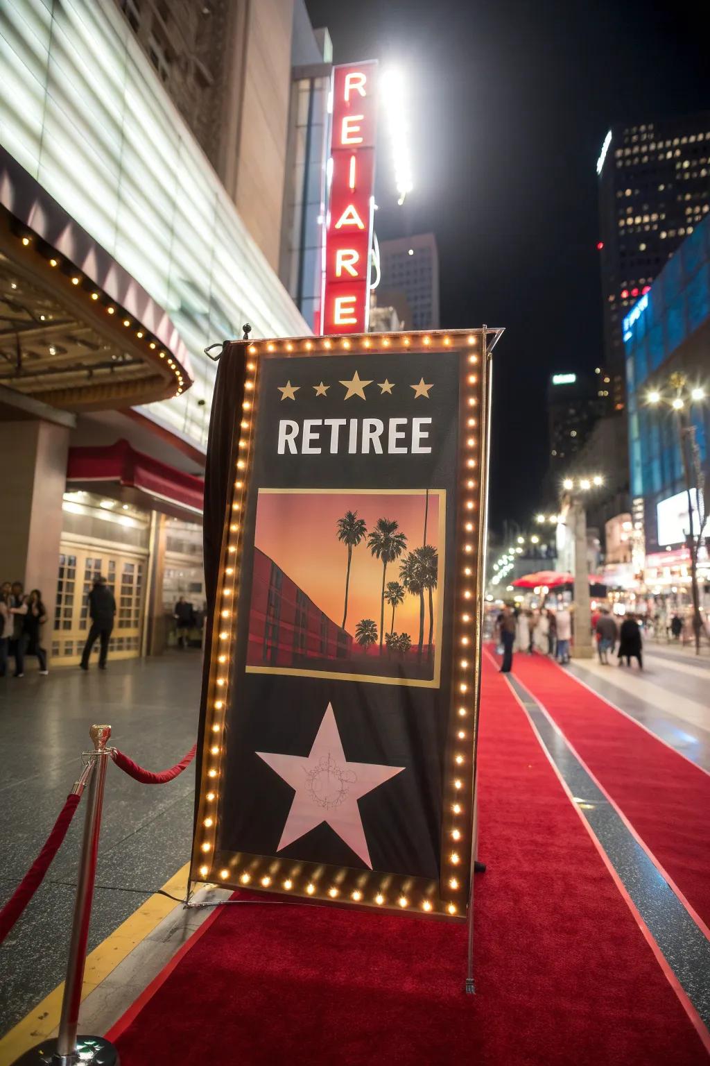 A cinematic retirement banner capturing the retiree's career highlights.