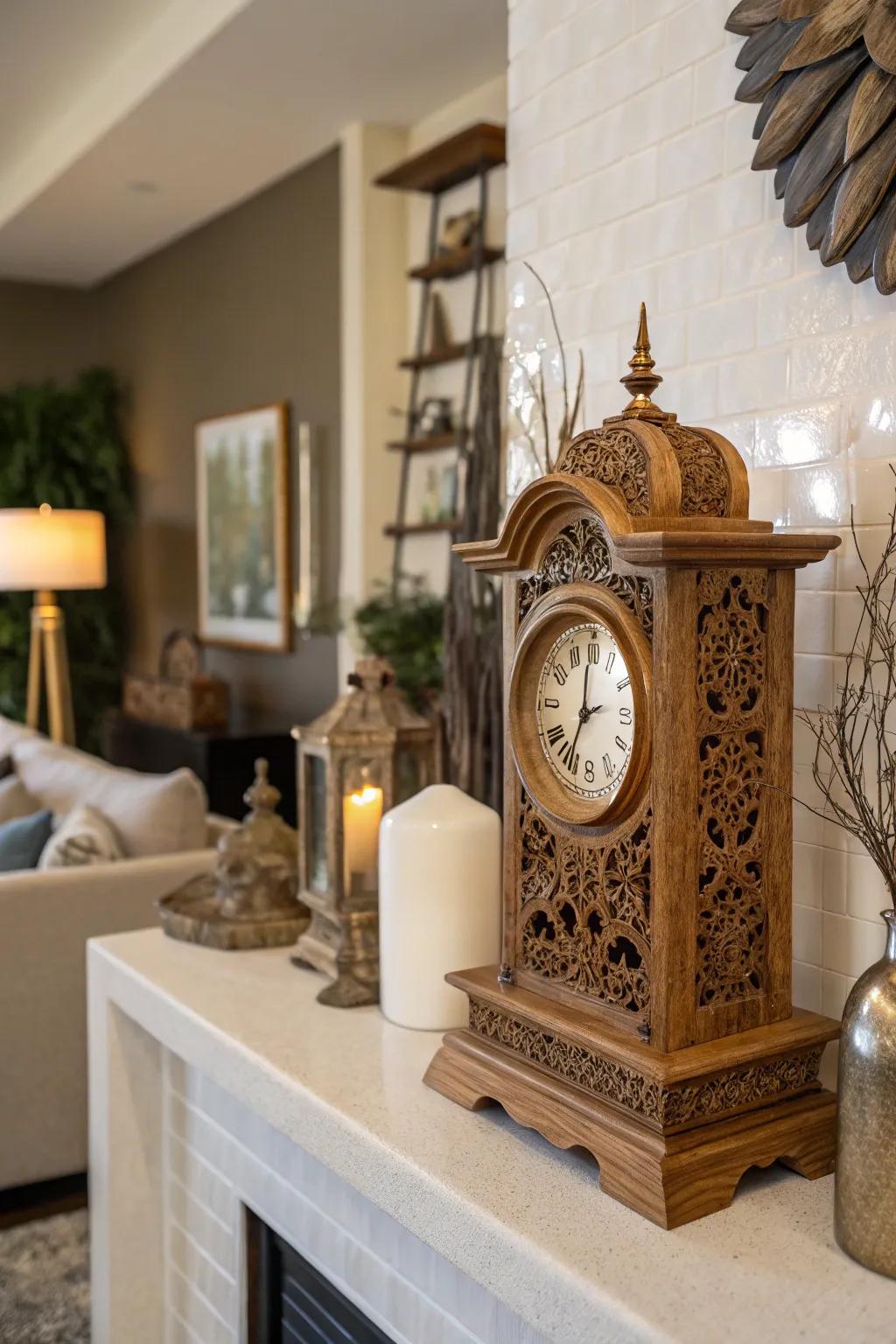 Timeless elegance with a handcrafted wooden clock.