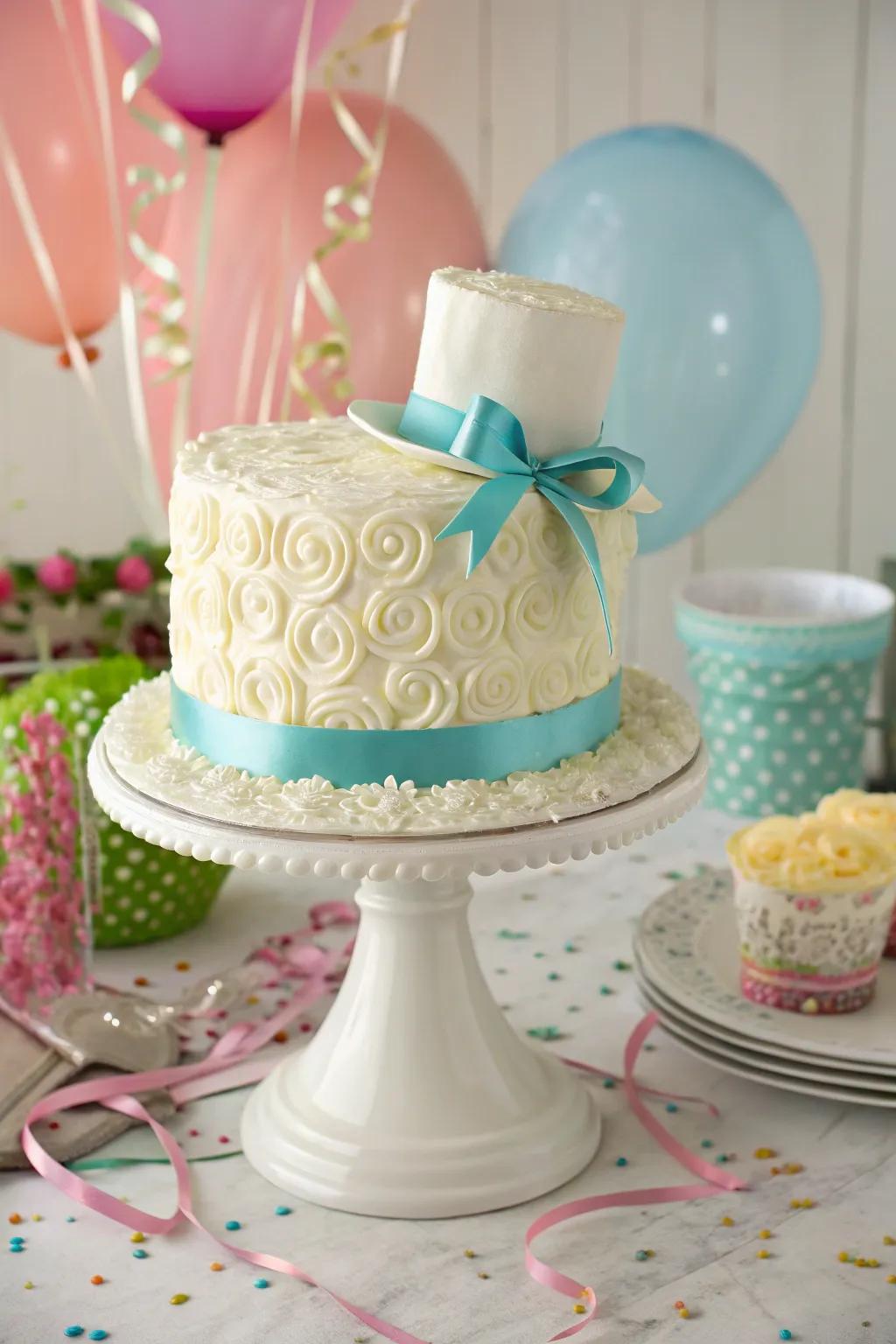 A top hat cake makes for a delicious and eye-catching centerpiece.