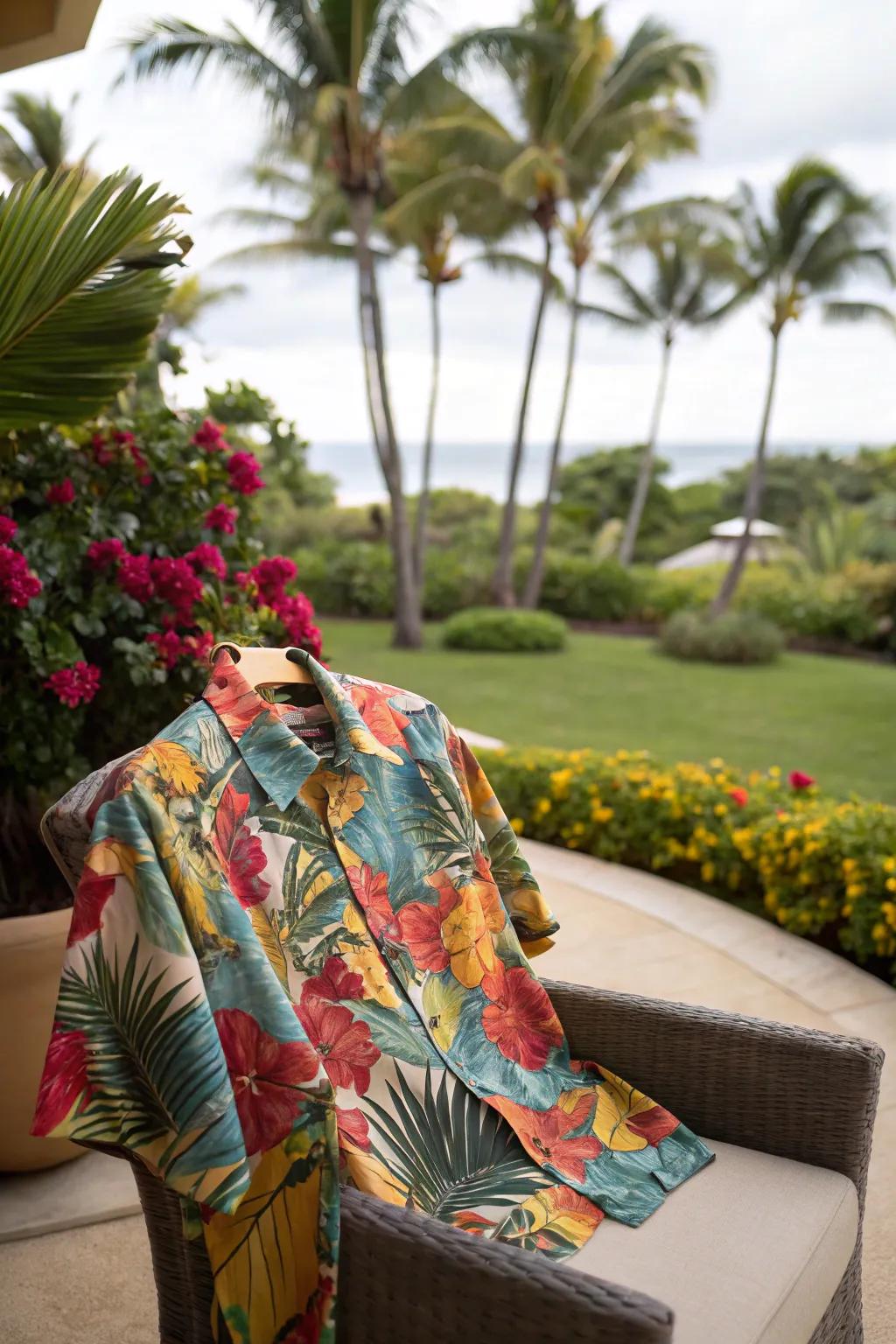 A Hawaiian shirt, bringing a splash of color and fun.