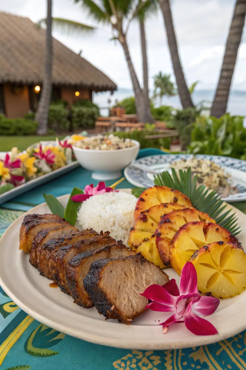 Delight your guests with a communal luau feast rich in flavors and tradition.