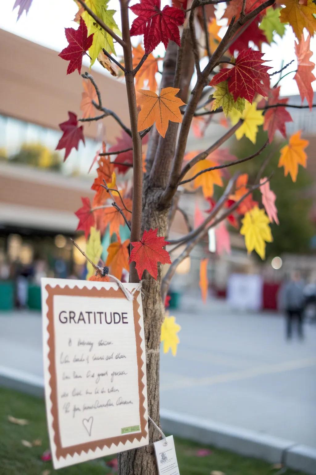 Cultivate gratitude with a Thankful Tree display.