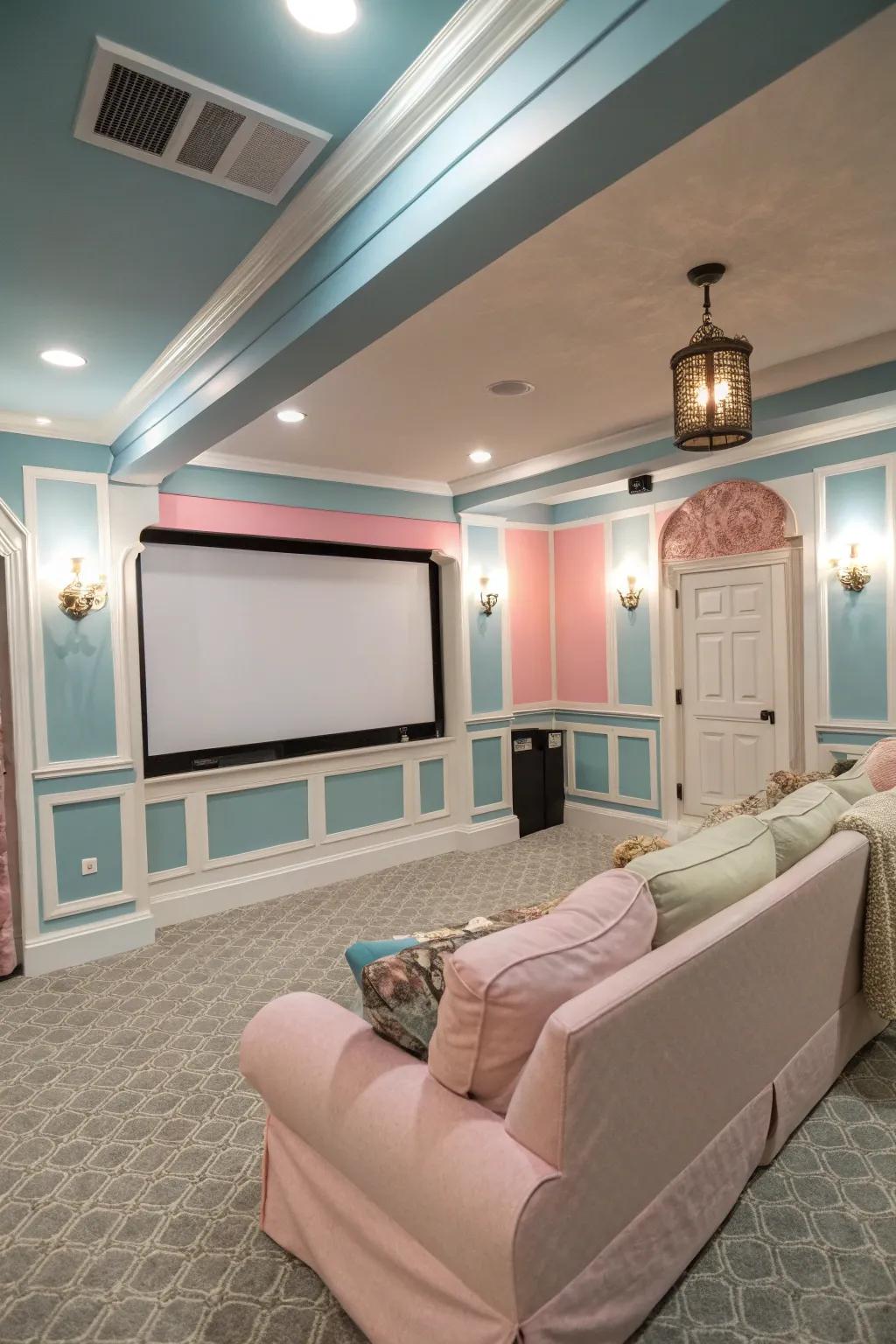 Soft colors create a soothing environment that's perfect for long movie sessions.