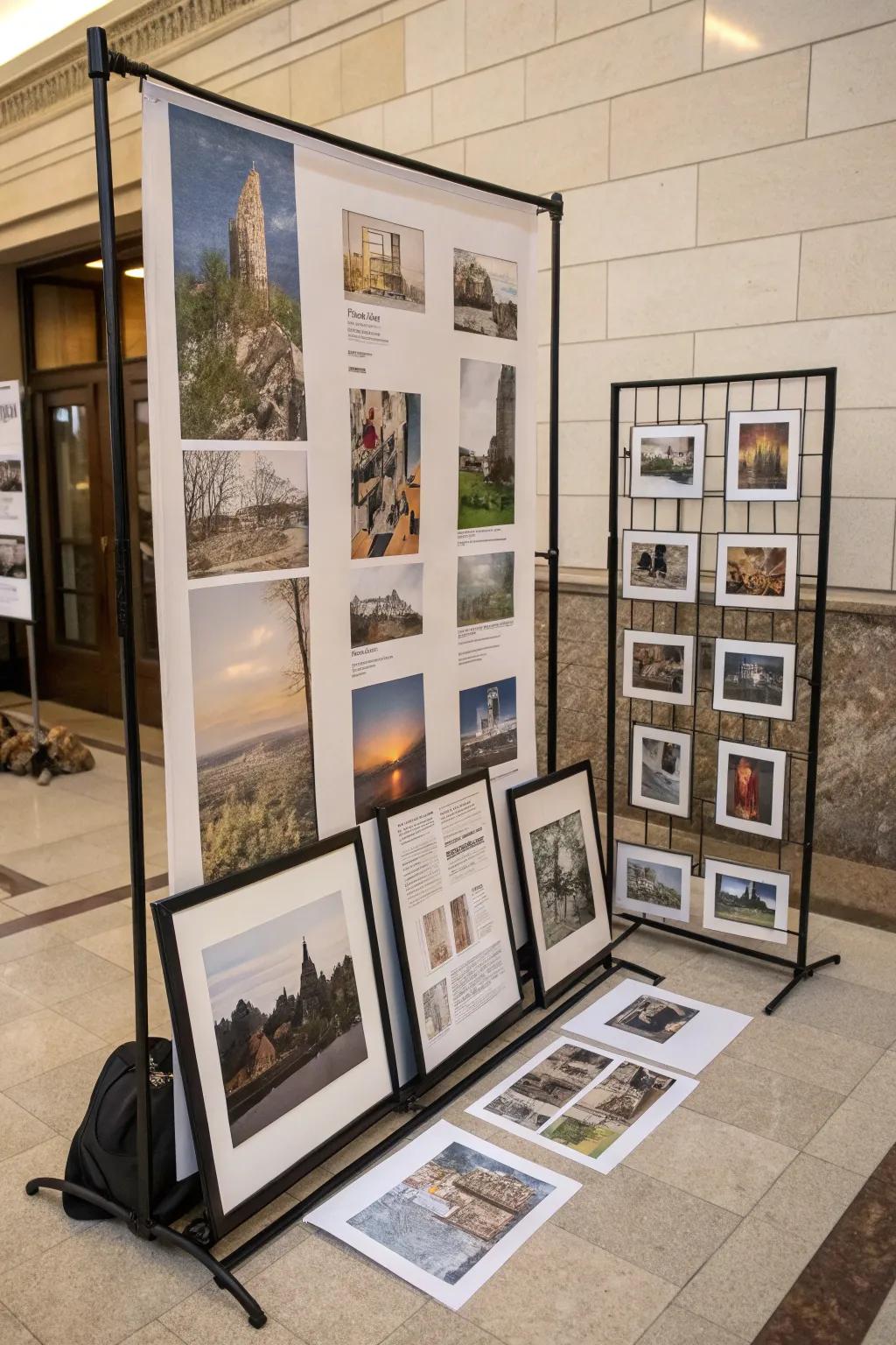 A collage of posters creating an artistic focal point.