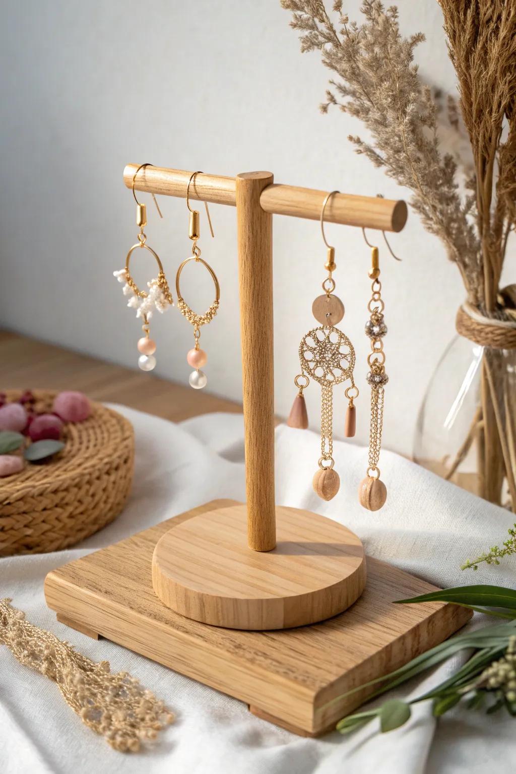 Elevate your earring display with Scandinavian minimalism and boho charm.