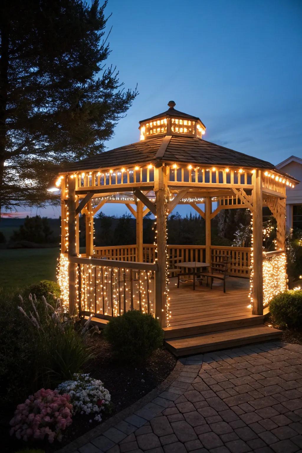 Illuminate your evenings with a touch of magic: Gazebo string lights that enchant.