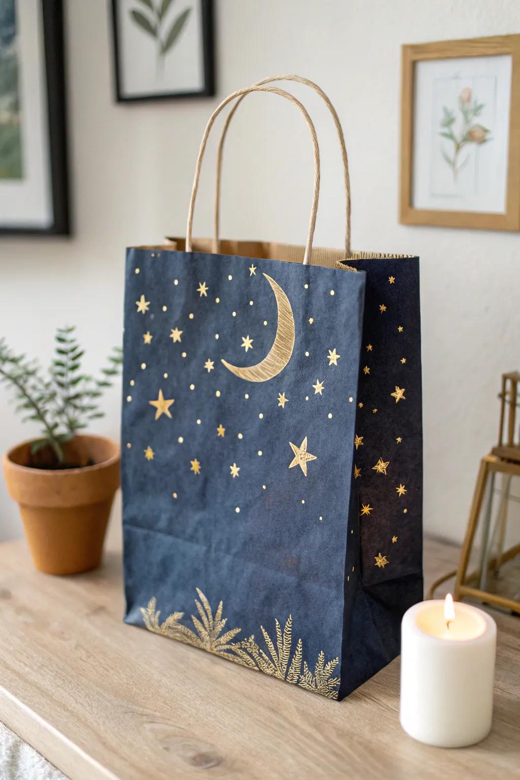 Transform paper bags into stunning art pieces with a touch of paint and creativity. 🌙✨ #Craftsmanship #MinimalistArt