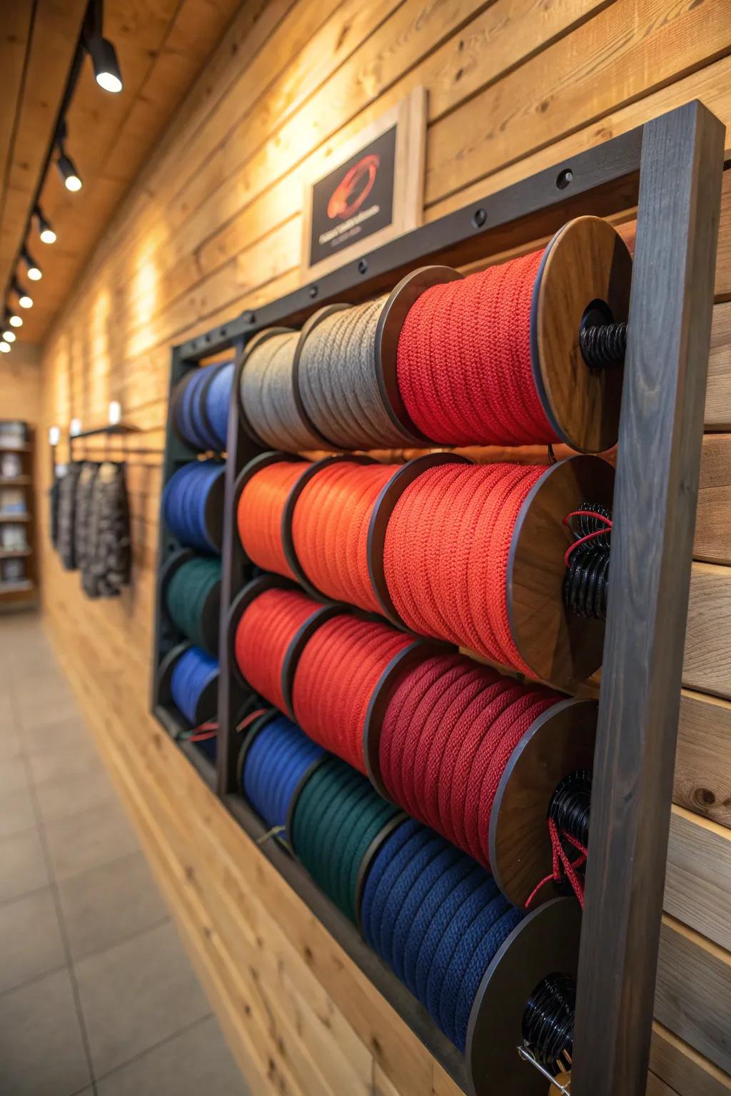 Transform your workshop into a vibrant gallery with a stylish paracord display.