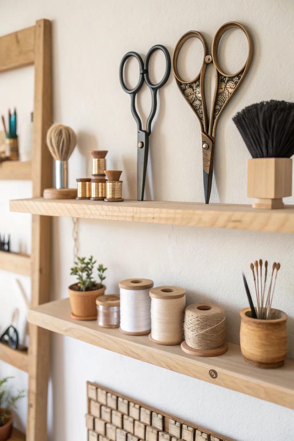 Showcase your craft with style—vintage scissors on display!