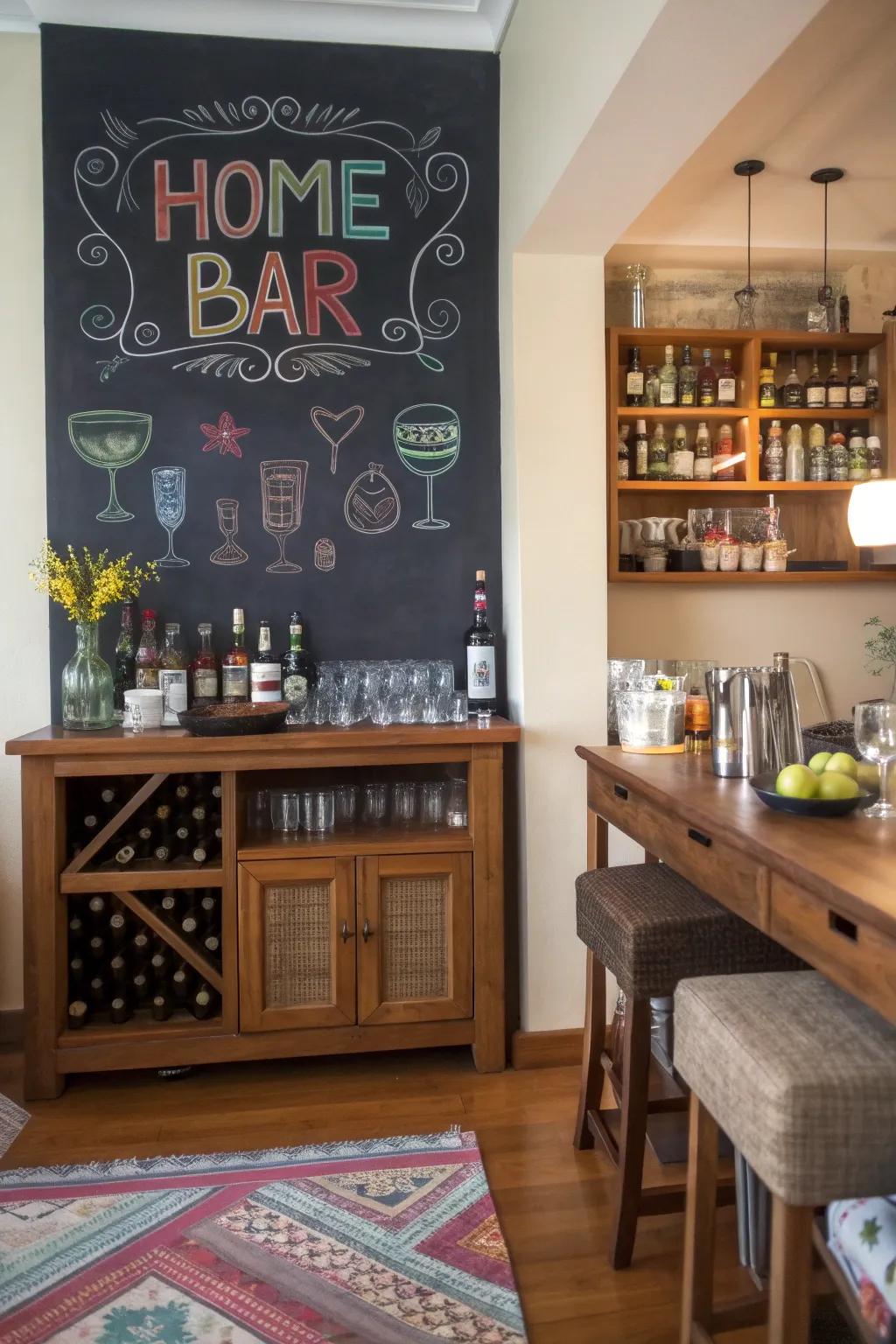 A chalkboard wall adds fun and function.