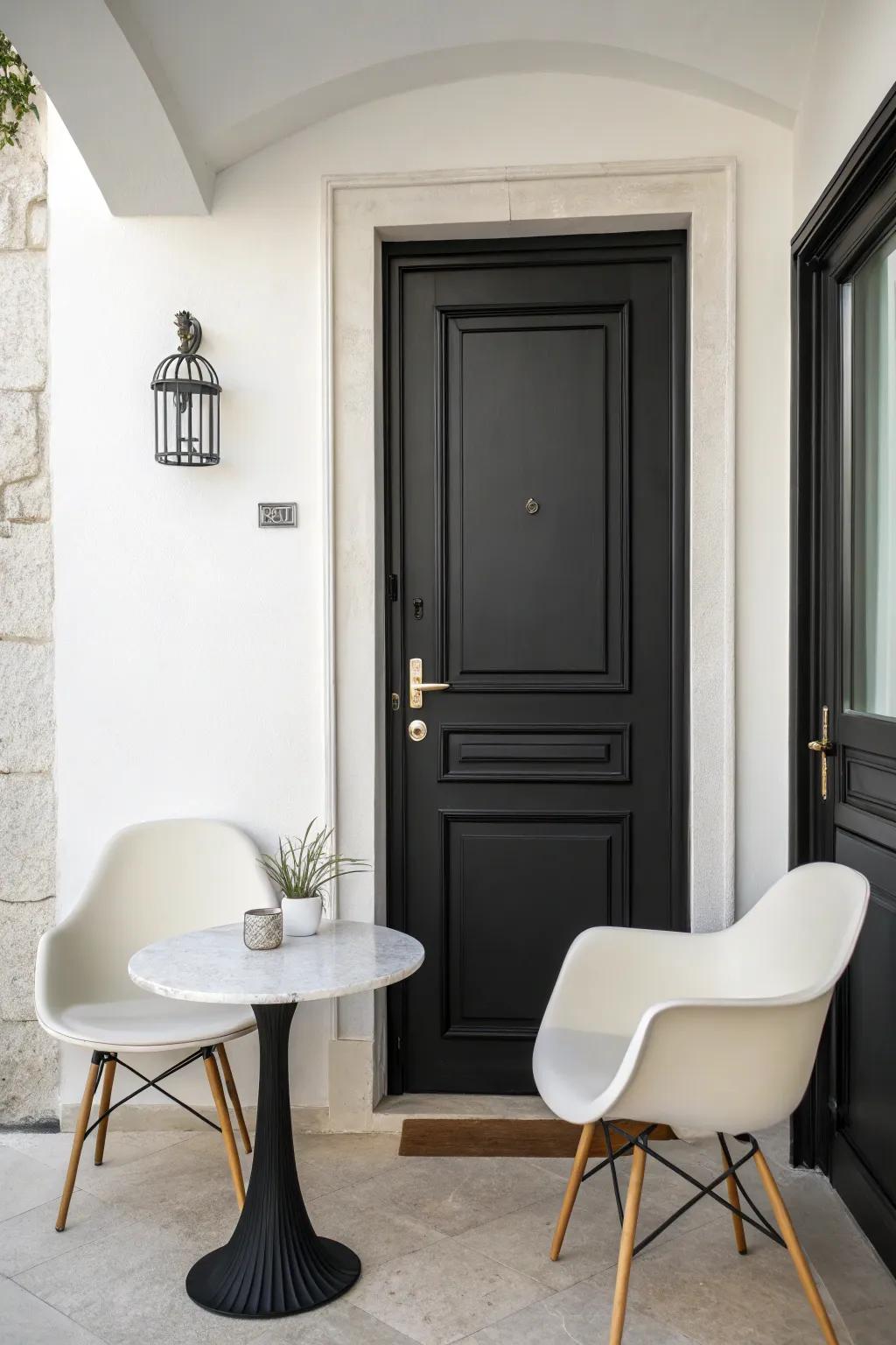 A modern space highlighted by sleek black interior doors.