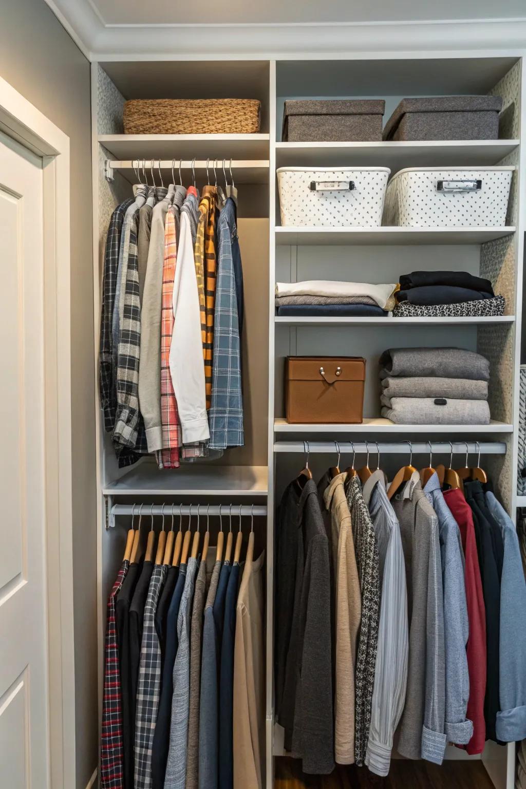 Shelf dividers keep your closet organized and clutter-free.