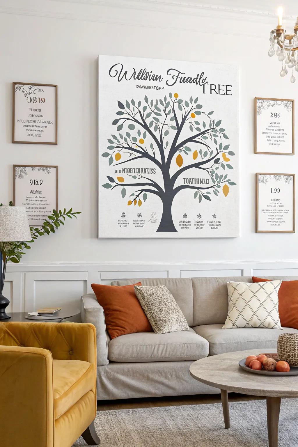 A personalized family tree canvas print that adds charm to any room.