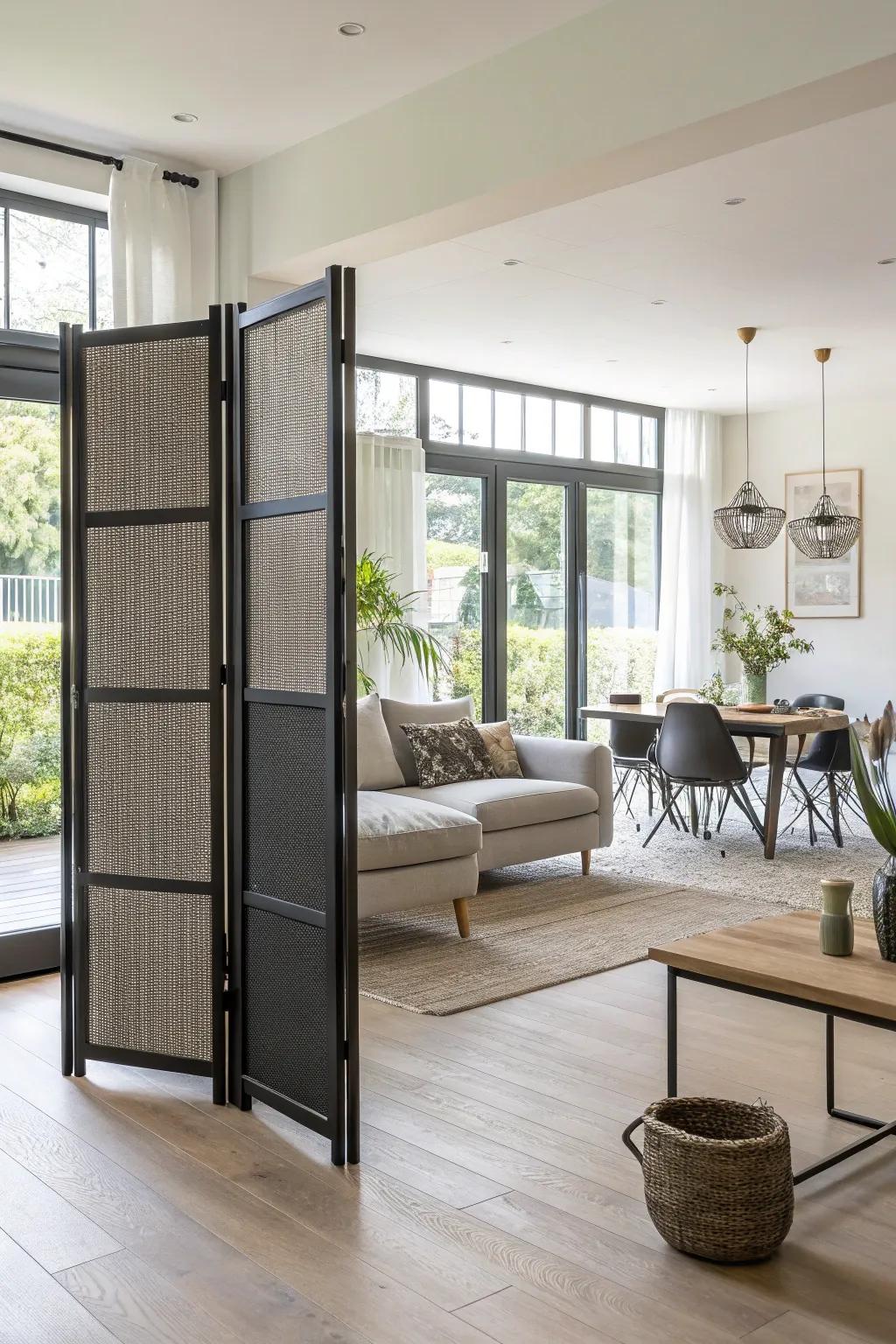 Foldable room dividers offer flexible space solutions.