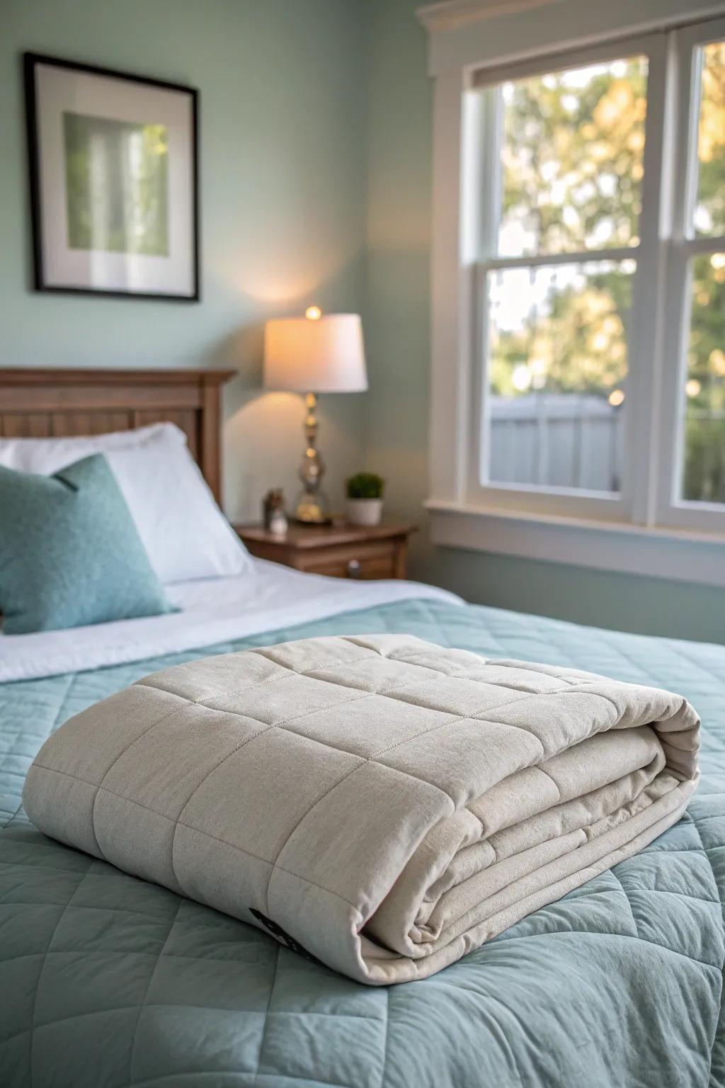 Enhance relaxation with a cozy weighted blanket.