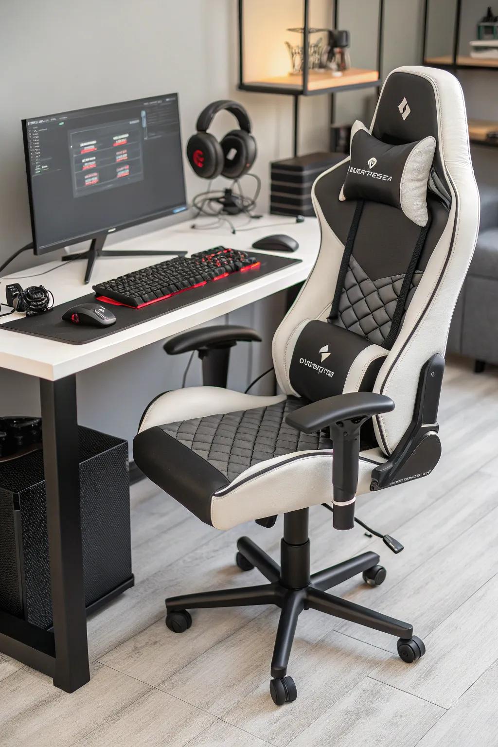 Enhance the gaming experience with a comfortable gaming chair.