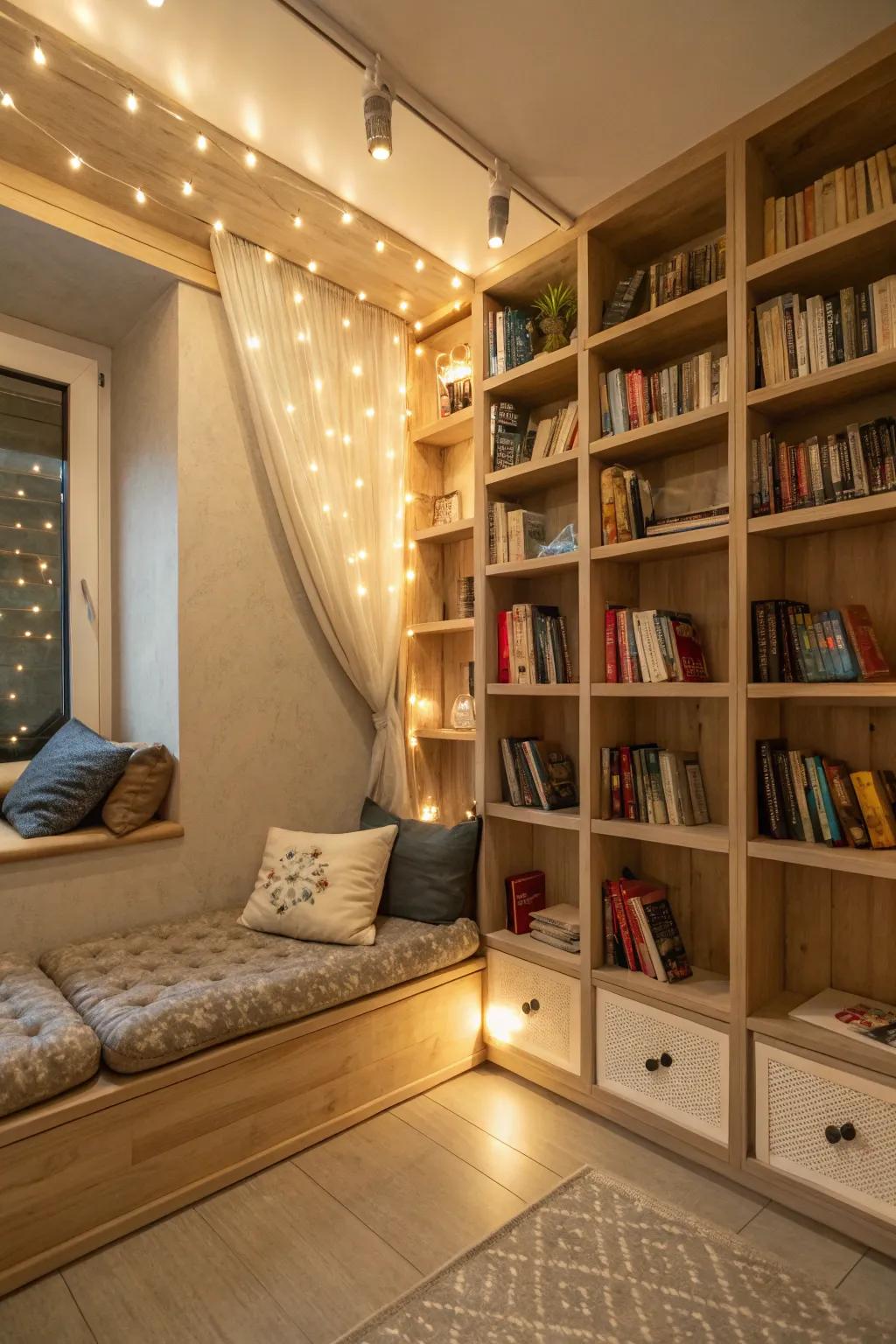 Showcase your literary treasures with LED-accented shelves.