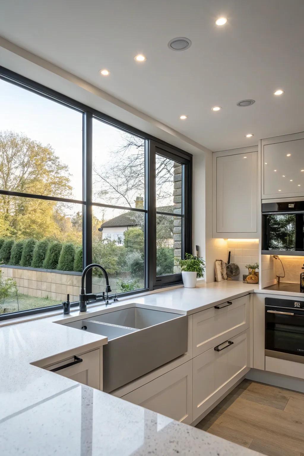 Recessed lighting provides a sleek, unobtrusive solution for kitchen illumination.