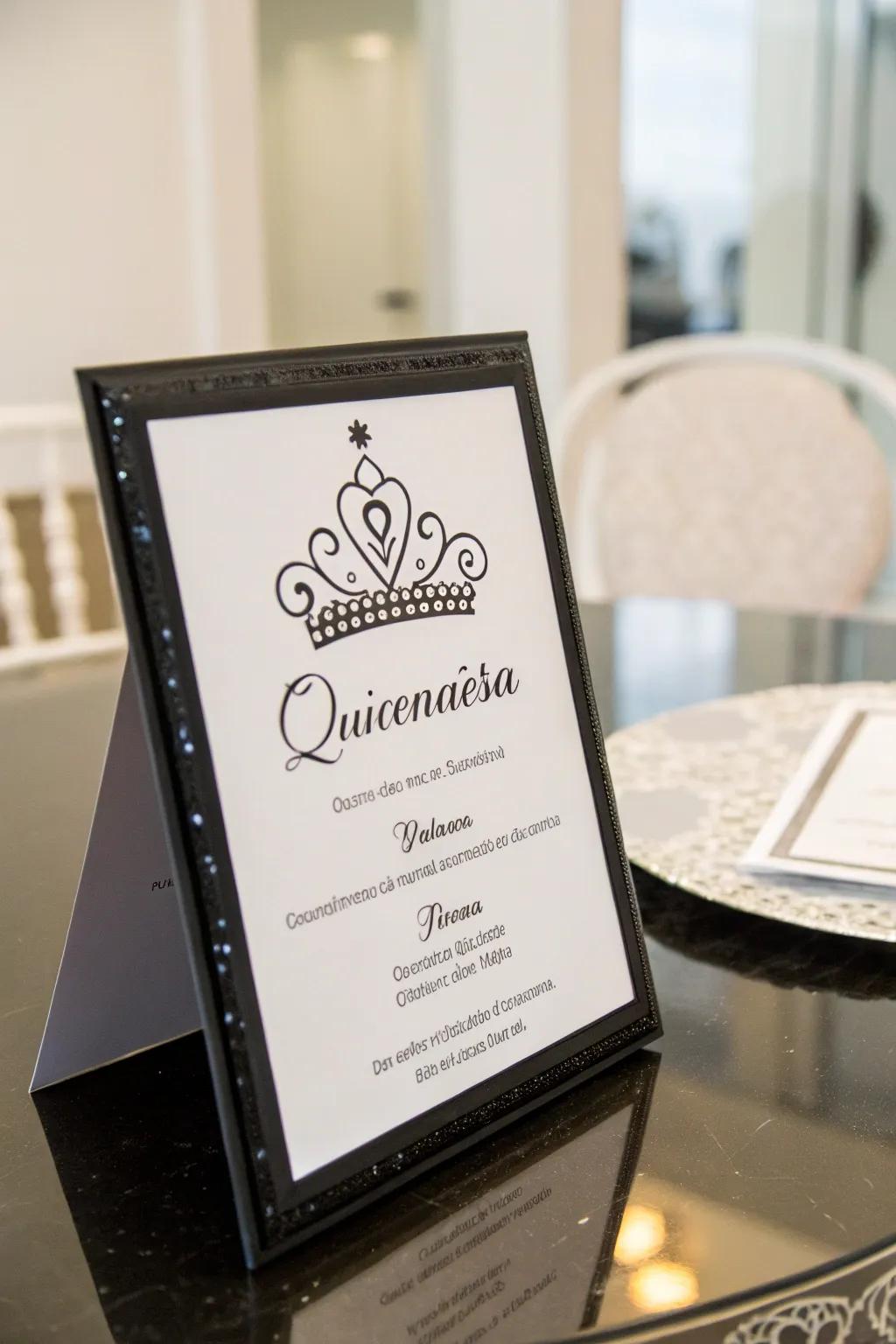 A modern minimalist quinceañera invitation with a sleek design