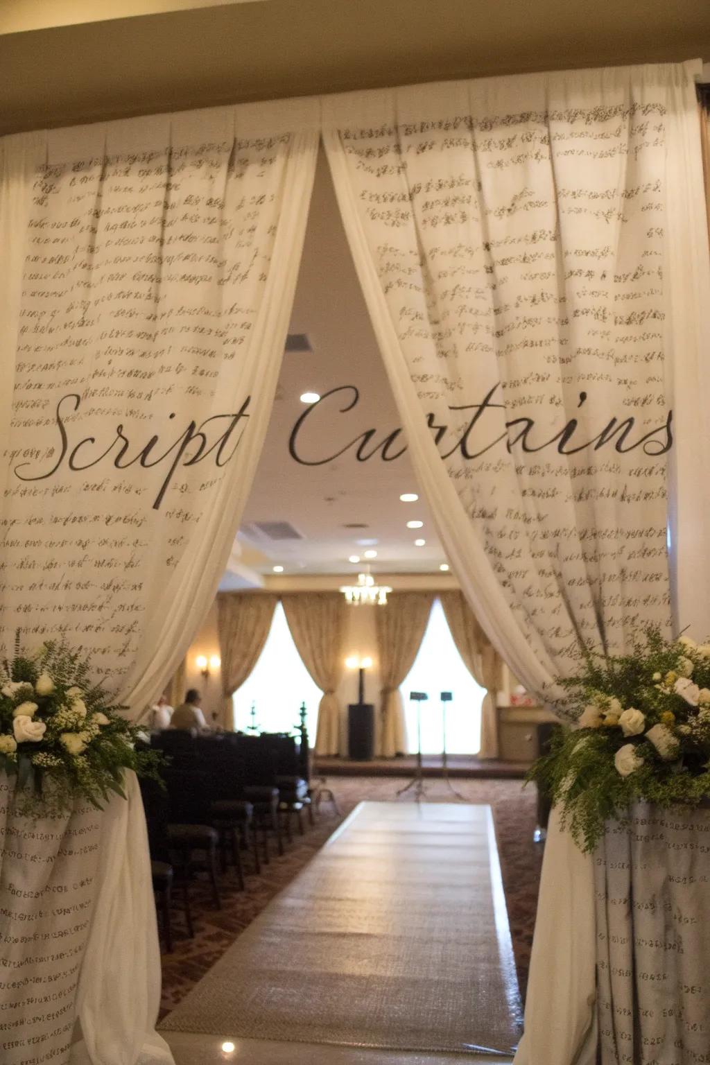 Personalize your space with script curtains that tell your story.