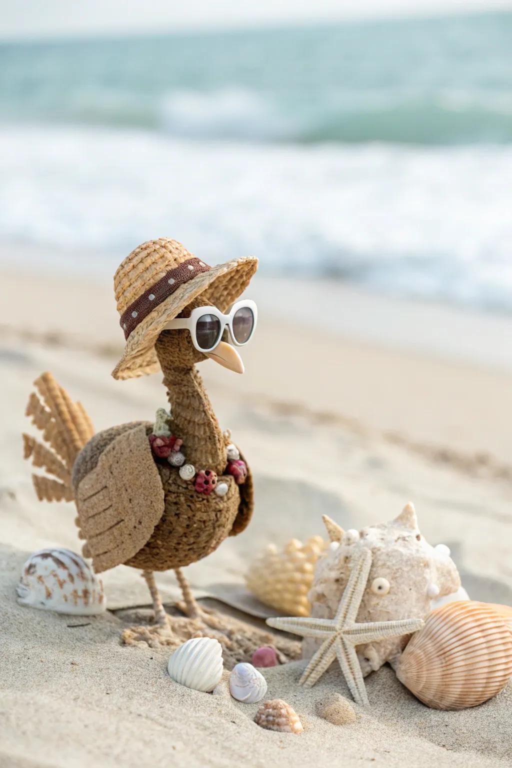 Escape to a serene beach paradise with our adorable beach turkey, the perfect blend of minimalist charm and boho flair!