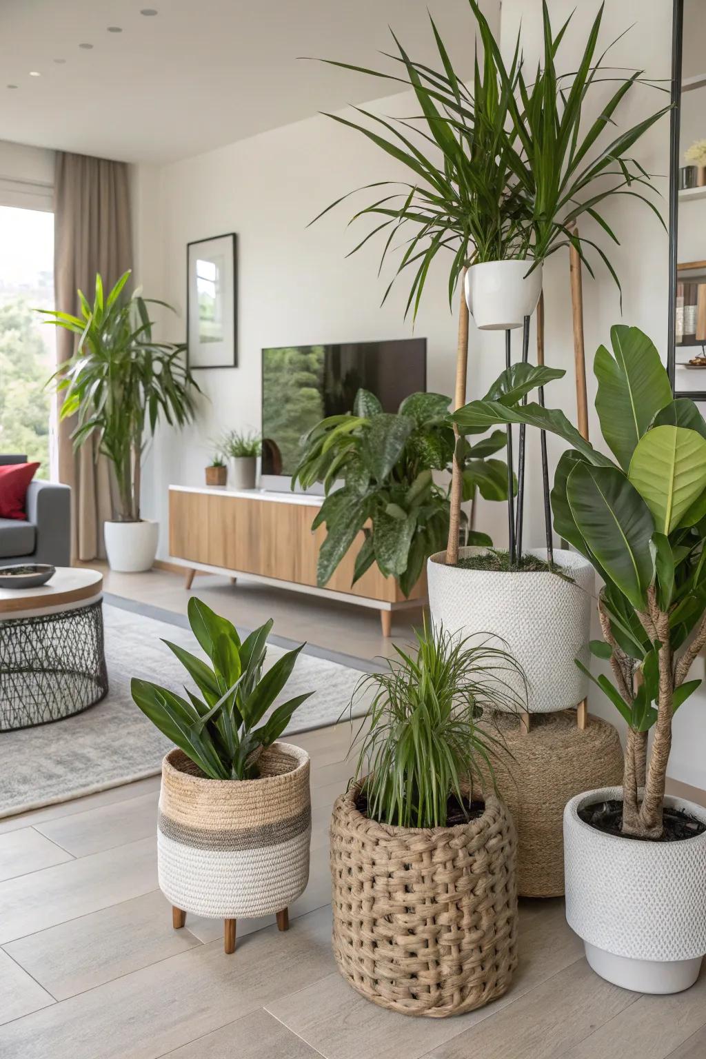 Indoor plants enhance the ambiance and improve air quality.