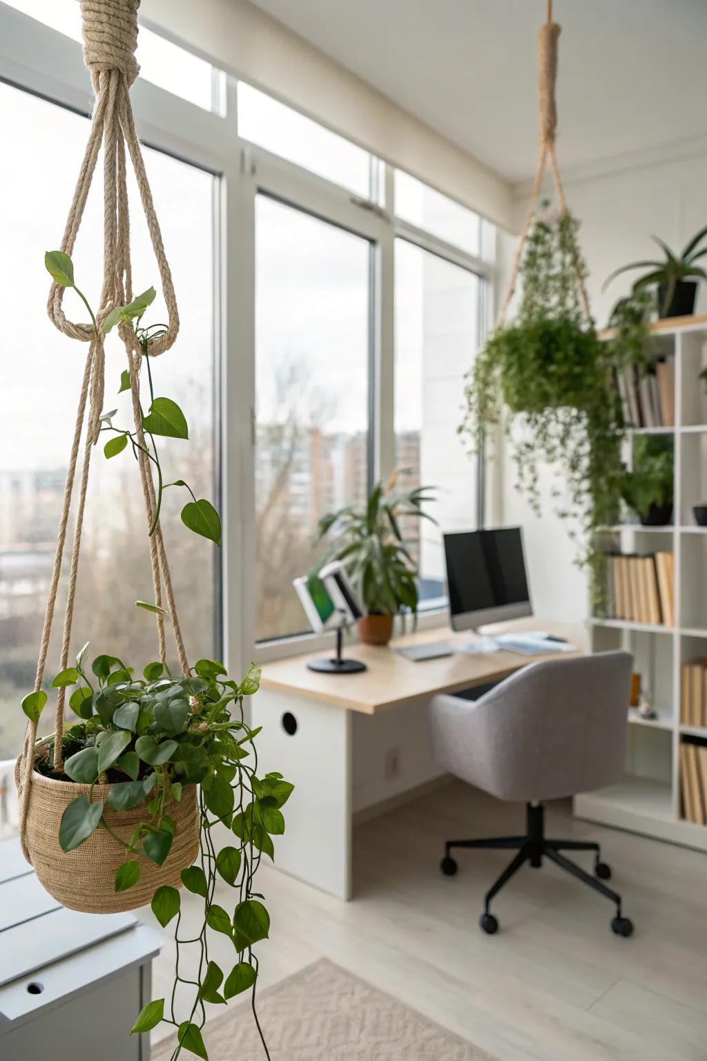 Wooden hooks offer a sleek and natural way to display your plants.