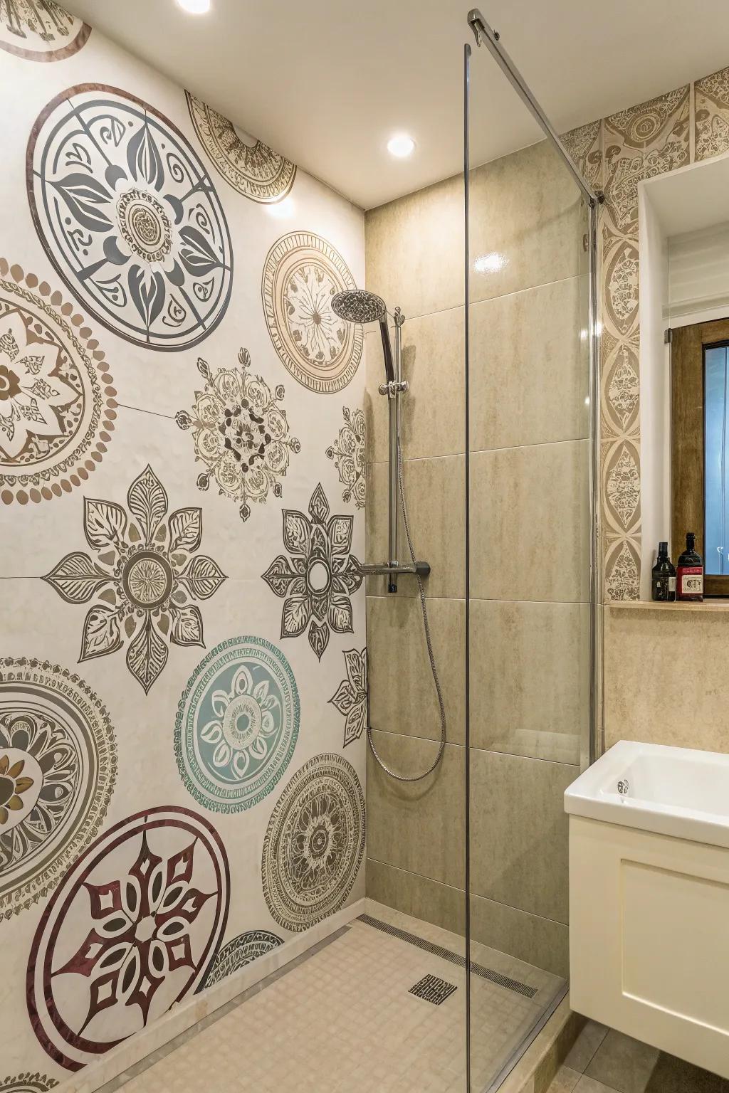 Wall decals provide an easy and stylish update to shower walls.