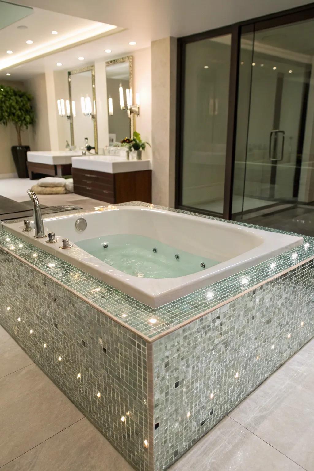 Glass tiles bring a touch of glamour with their reflective qualities.