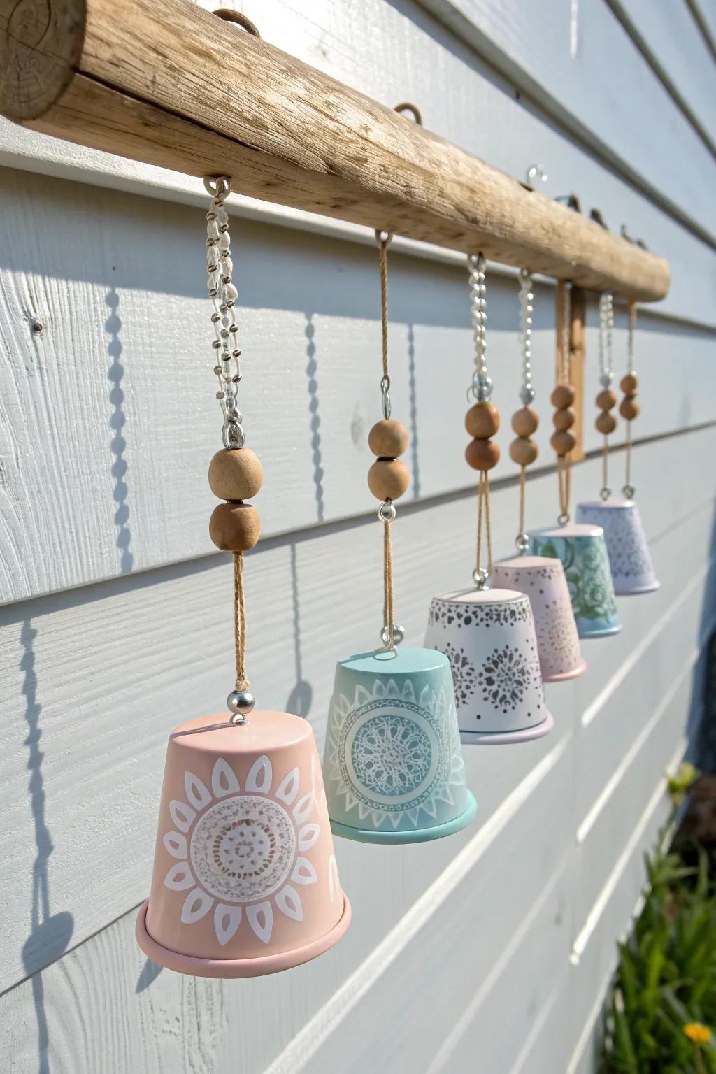 Transform your garden into a serene sanctuary with these charming K-cup wind chimes, where simplicity meets creativity.