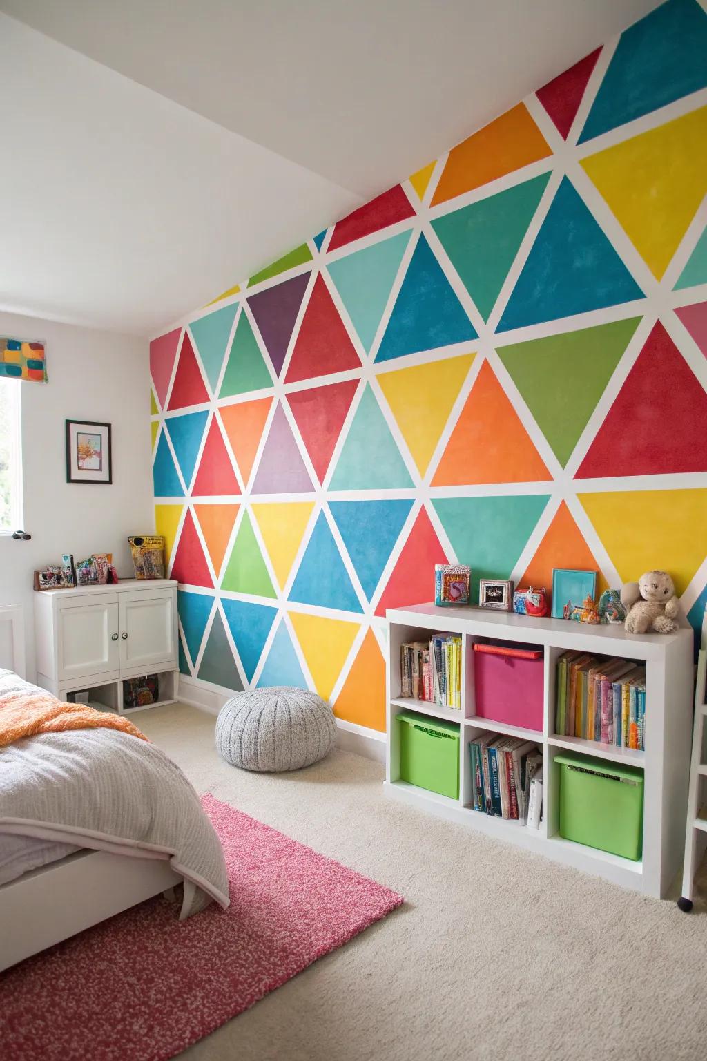 Geometric patterns can add a modern touch to any kid’s room.