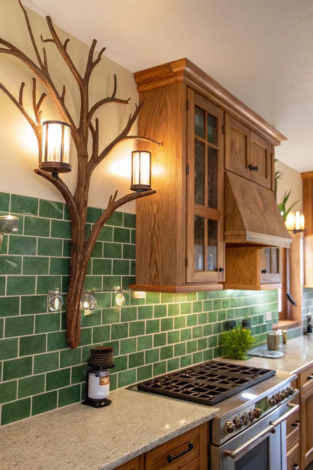 Nature-inspired sconces bring an earthy touch to modern kitchens.