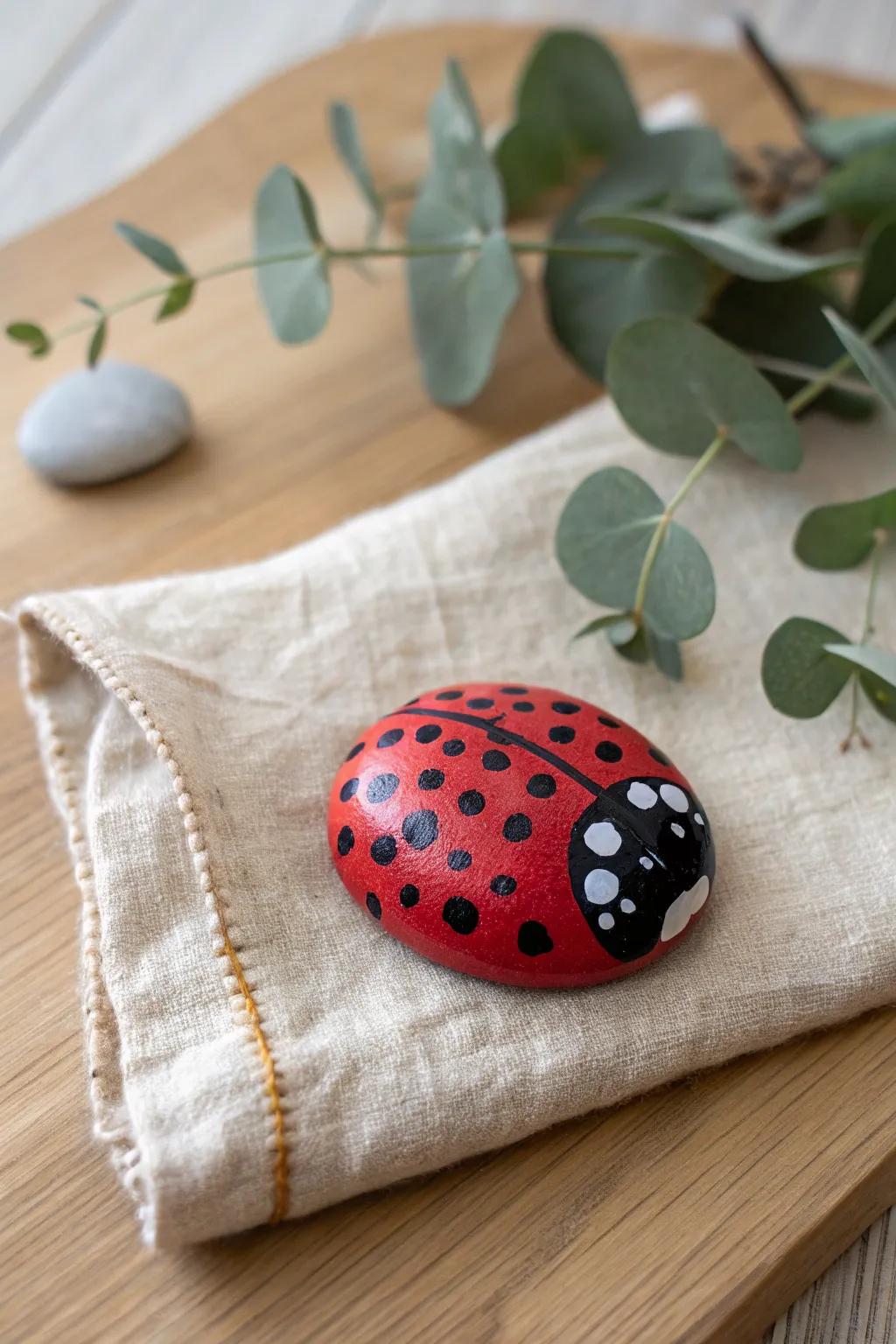 Polka Dot Party: Bring a playful touch to your decor with these charming ladybug painted rocks!