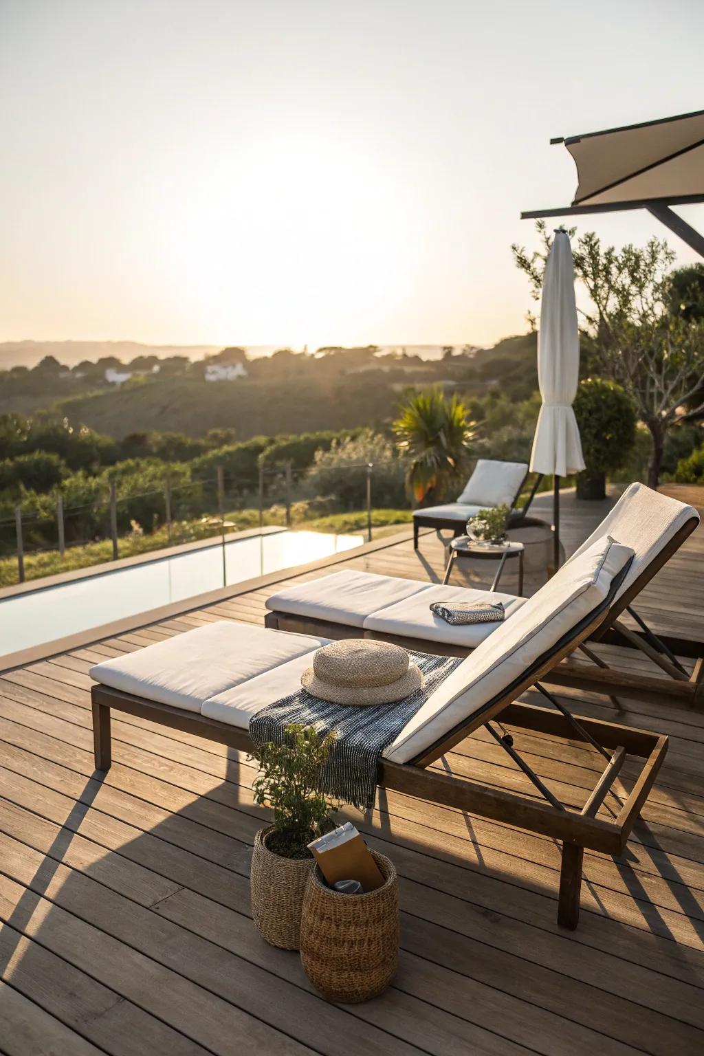 A sun-drenched deck perfect for lazy summer days.