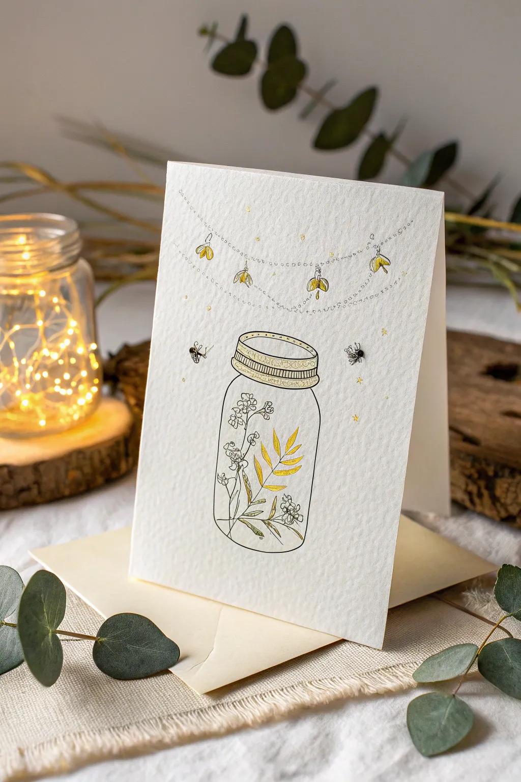 Capture the magic of summer nights with this Firefly Jar Card, where simplicity meets enchanting glow.
