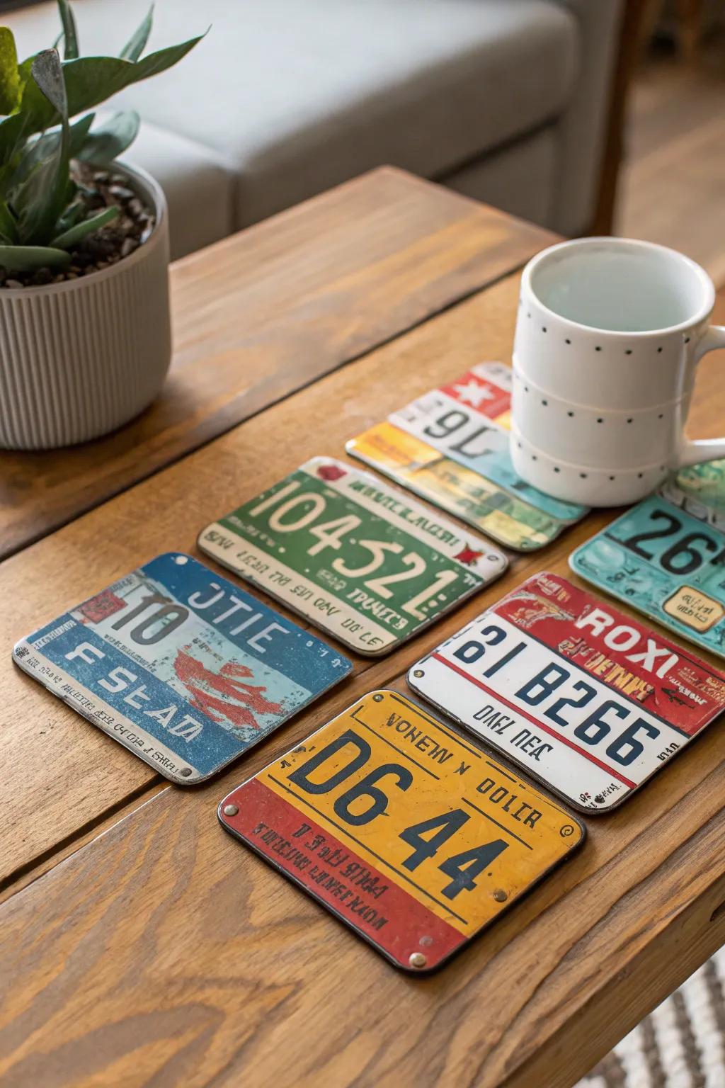 Add a quirky touch to your table with these DIY license plate coasters.