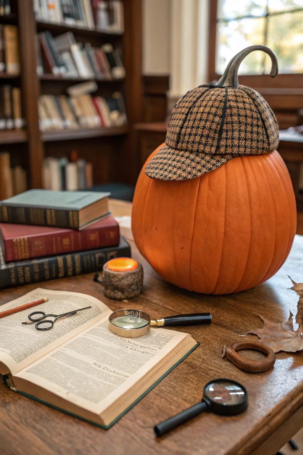 Solve the mystery of fall decor with a detective-inspired pumpkin.