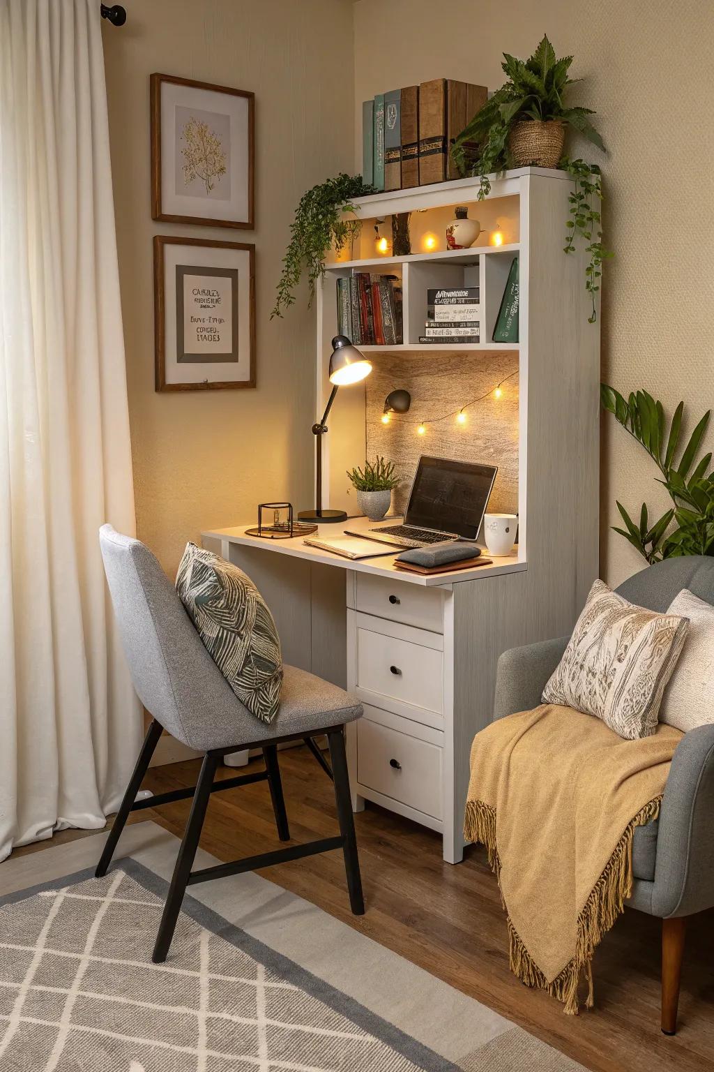 A functional workstation nook for productivity and comfort.