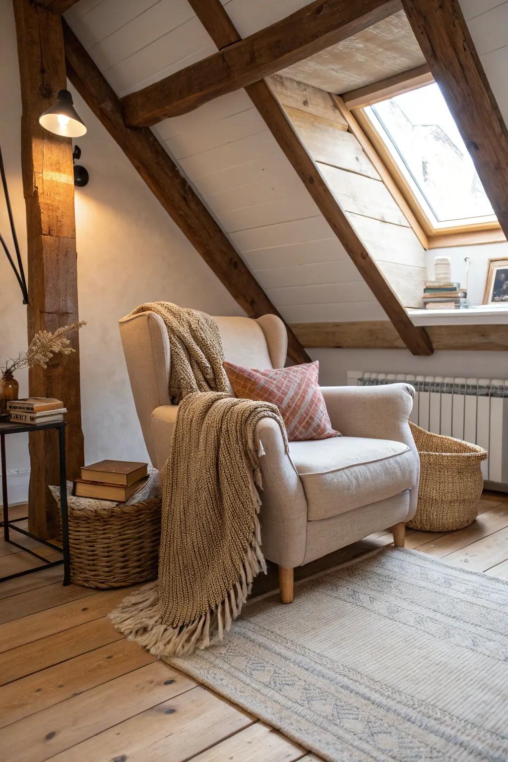 Define cozy corners in your loft for relaxation and comfort.