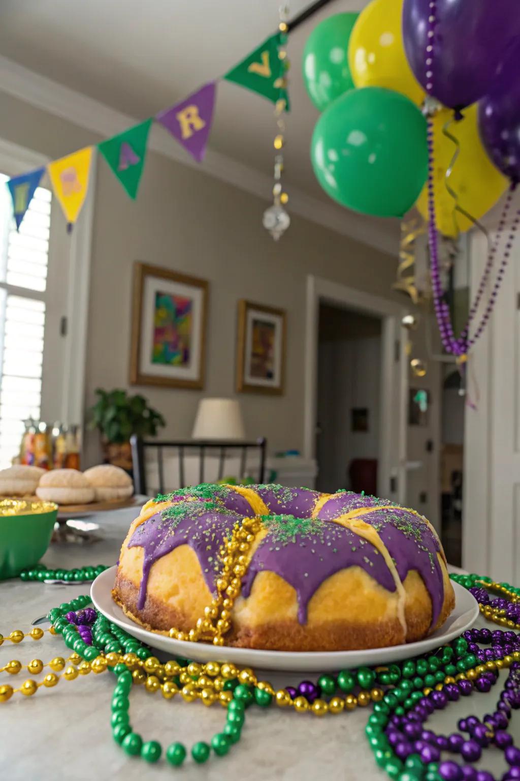 Celebrate with a traditional King Cake, a sweet staple of Mardi Gras.