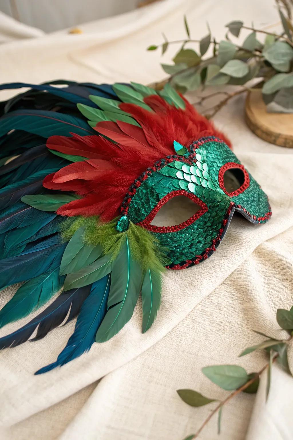 Add a splash of color to your festivities with this stunning parrot mask!