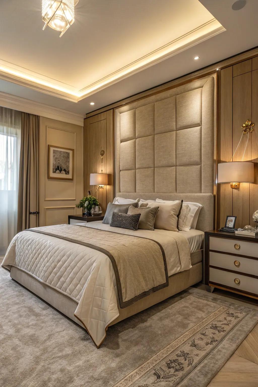 Quality bedding adds a touch of luxury to this bedroom.