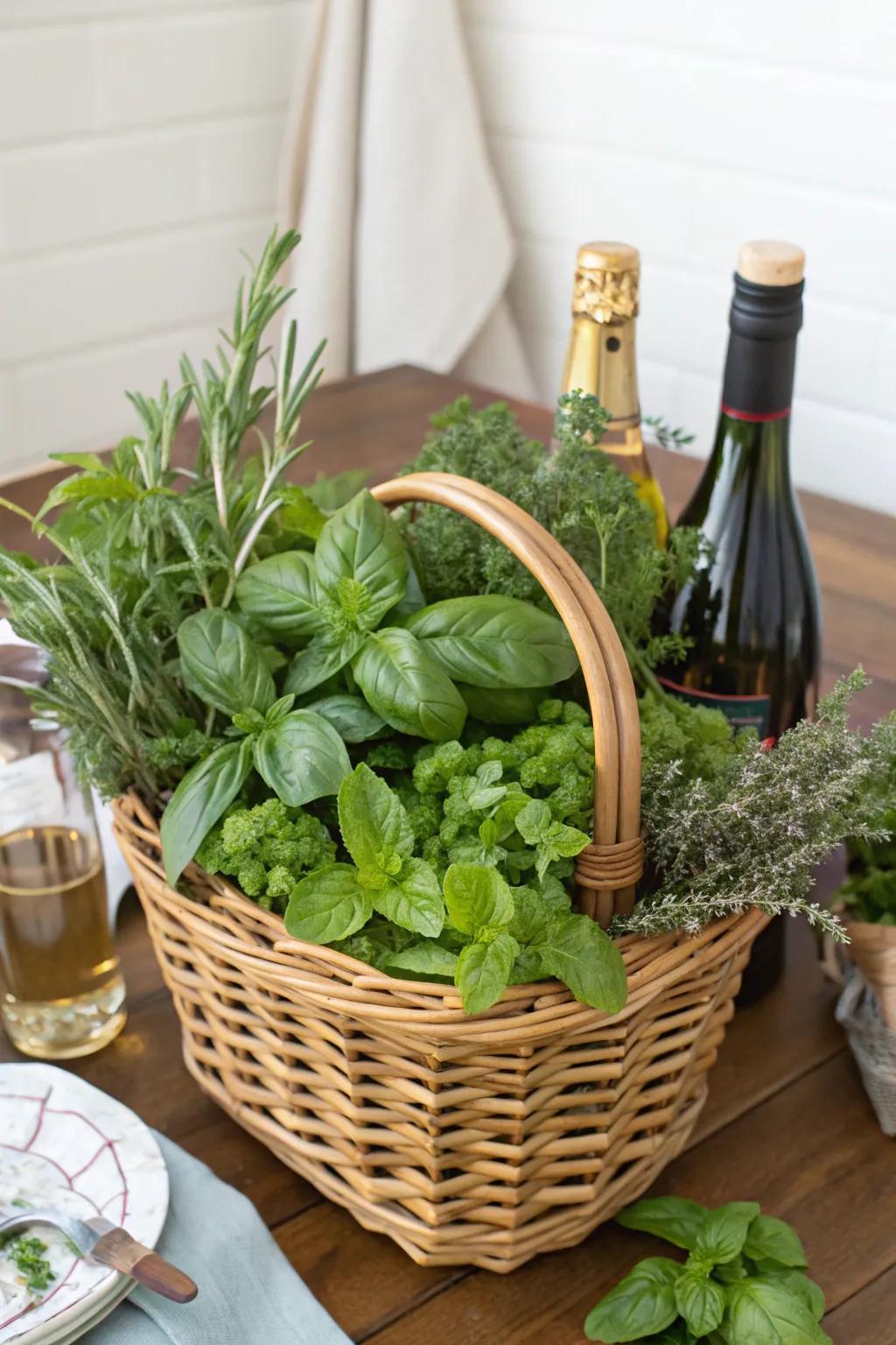 Herbal infusion basket for a refreshing mimosa.