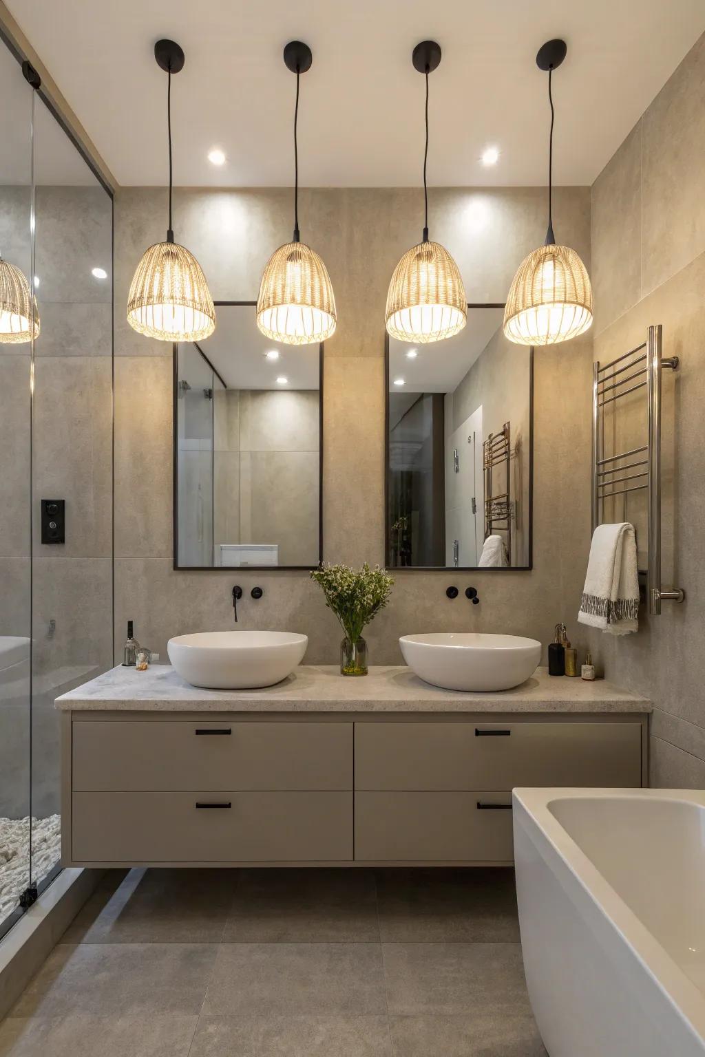 A minimalist bathroom with subtle and effective lighting.