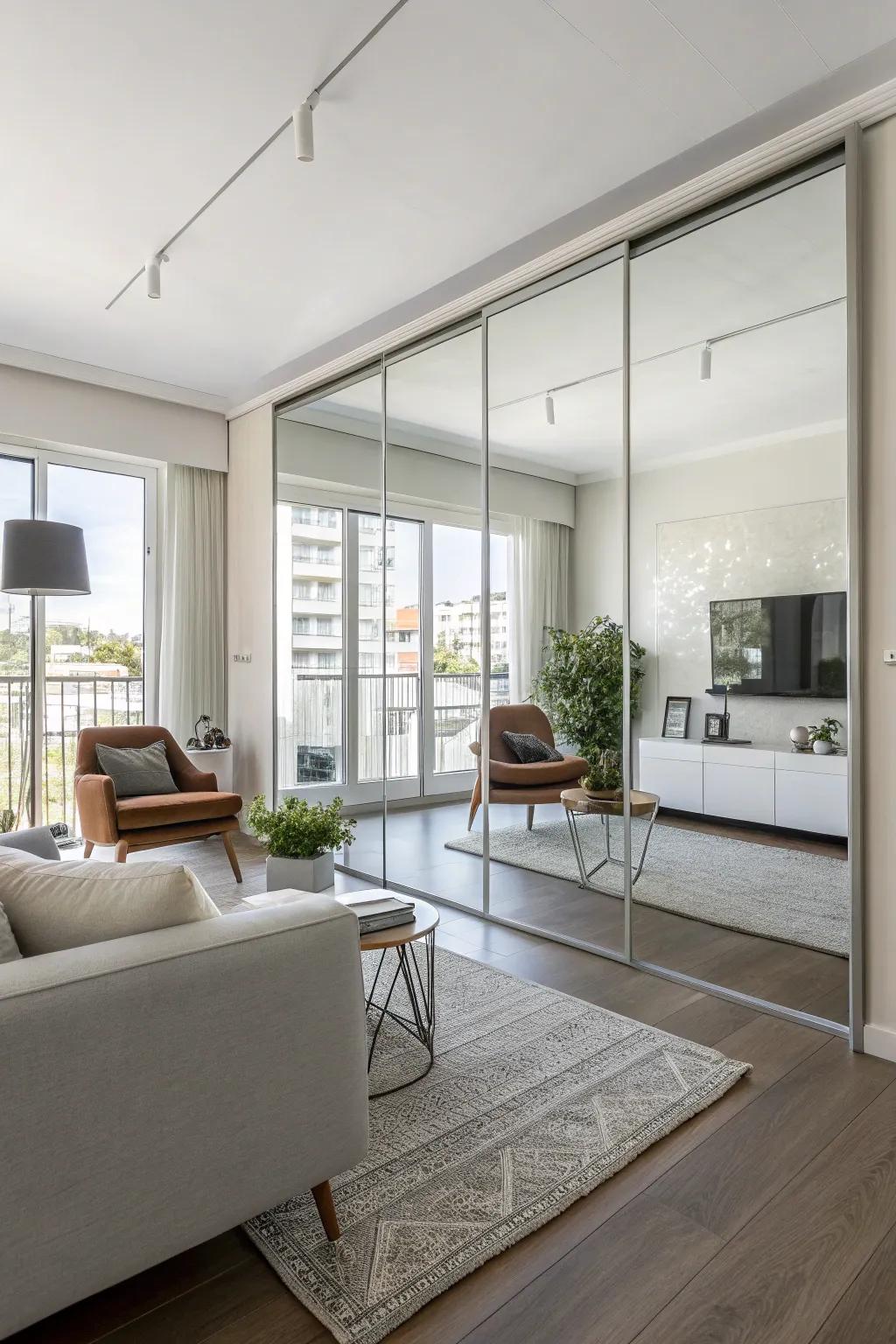 Floor-to-ceiling mirrors open up small spaces.